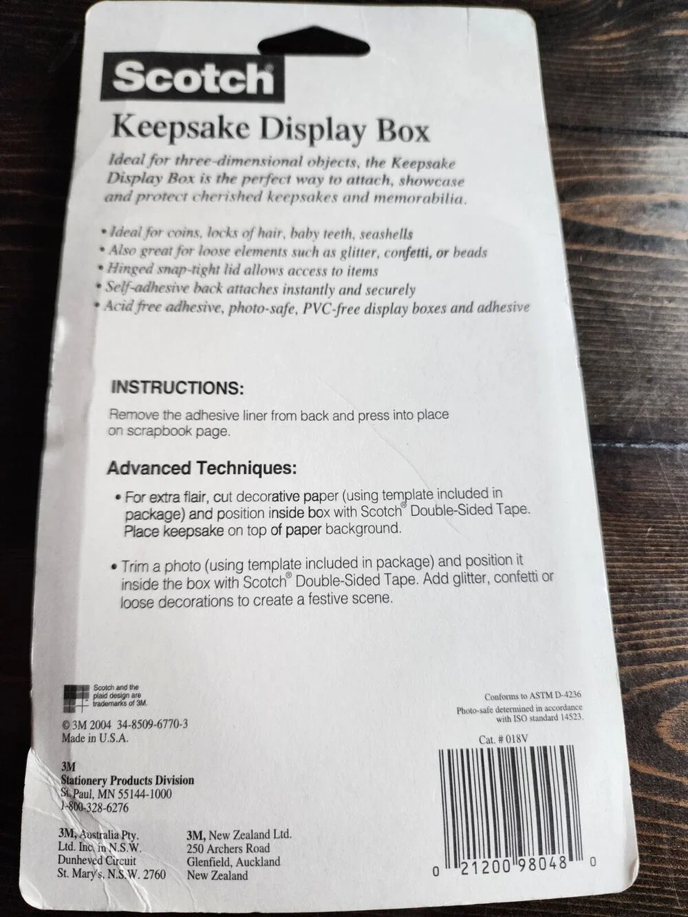 Scotch Keepsake Display Box Photo Safe Scrapbook 3'x4.5